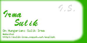 irma sulik business card